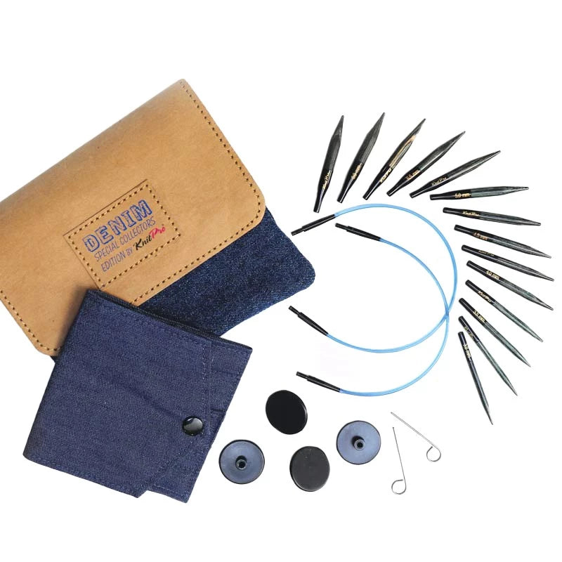 SET MINI AGHI CIRCOLARI INTERCAMBIABILI - INDIGO DENIM - KNIT PRO
